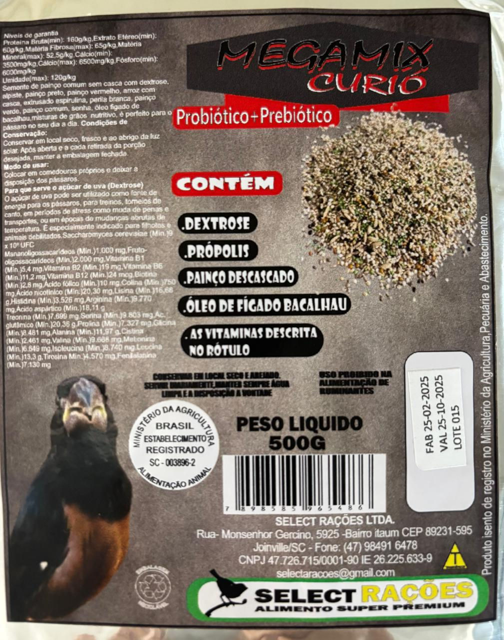 Curió Mega Mix Probiótico - 500g