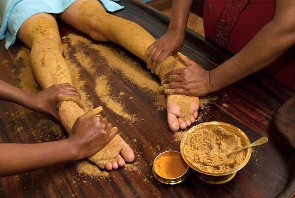 An invigorating Udwartan dry massage using herbal powders applied in rhythmic strokes to exfoliate the skin, improve circulation, and support lymphatic drainage in traditional Ayurvedic practice. This natural therapy enhances skin texture, reduces excess Kapha, and promotes detoxification, leaving the body feeling lighter and revitalized. Ideal for individuals seeking improved skin tone, vitality, and balanced wellness.
