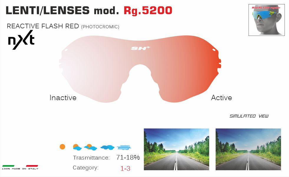 RG 5200 LENS/LENTE PHOTOCROMIC FLASH RED