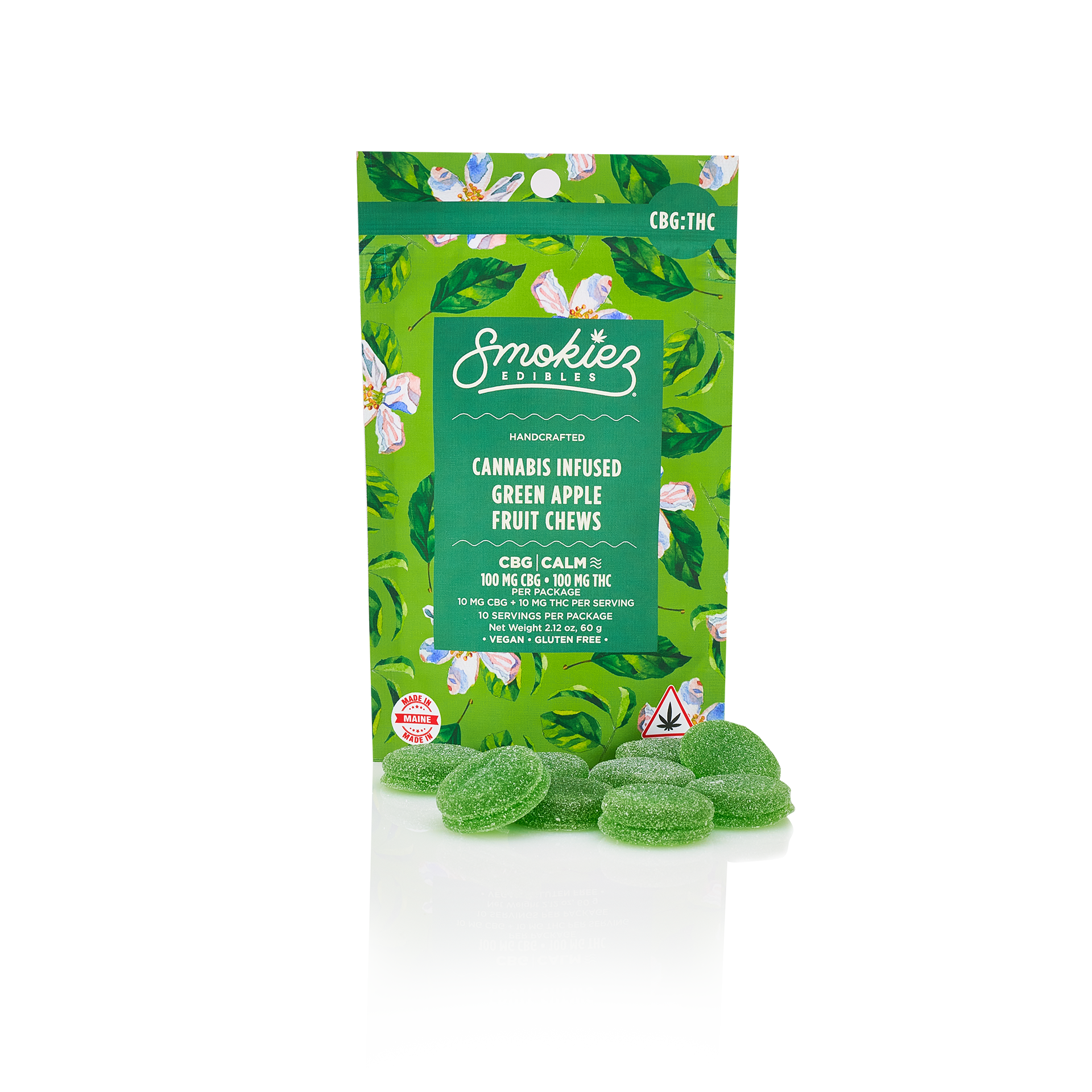 Smokies 100MG CBG 100MG THC Fruit Chews Calm Green Apple