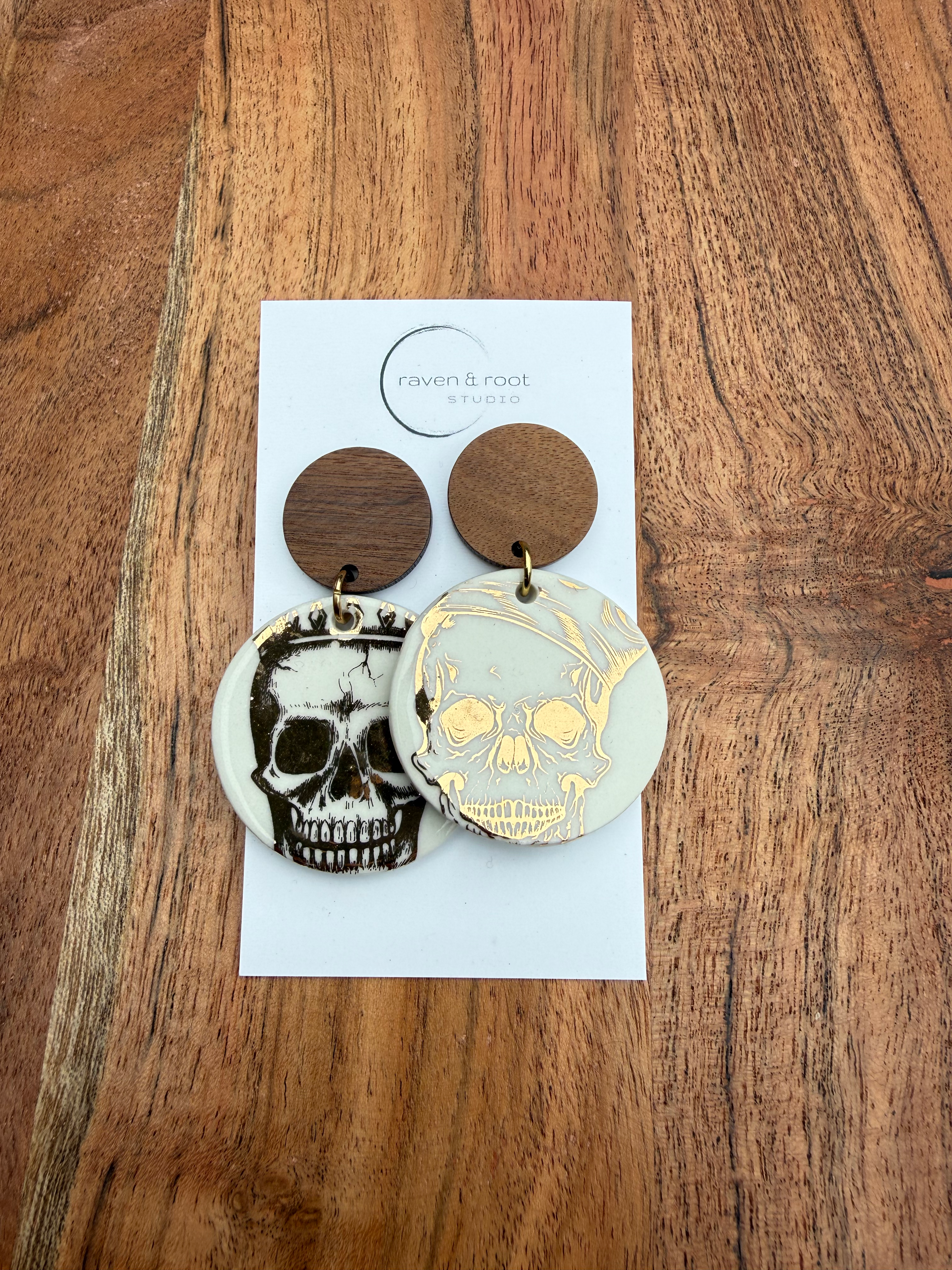 22 K Gold Skull Earrings