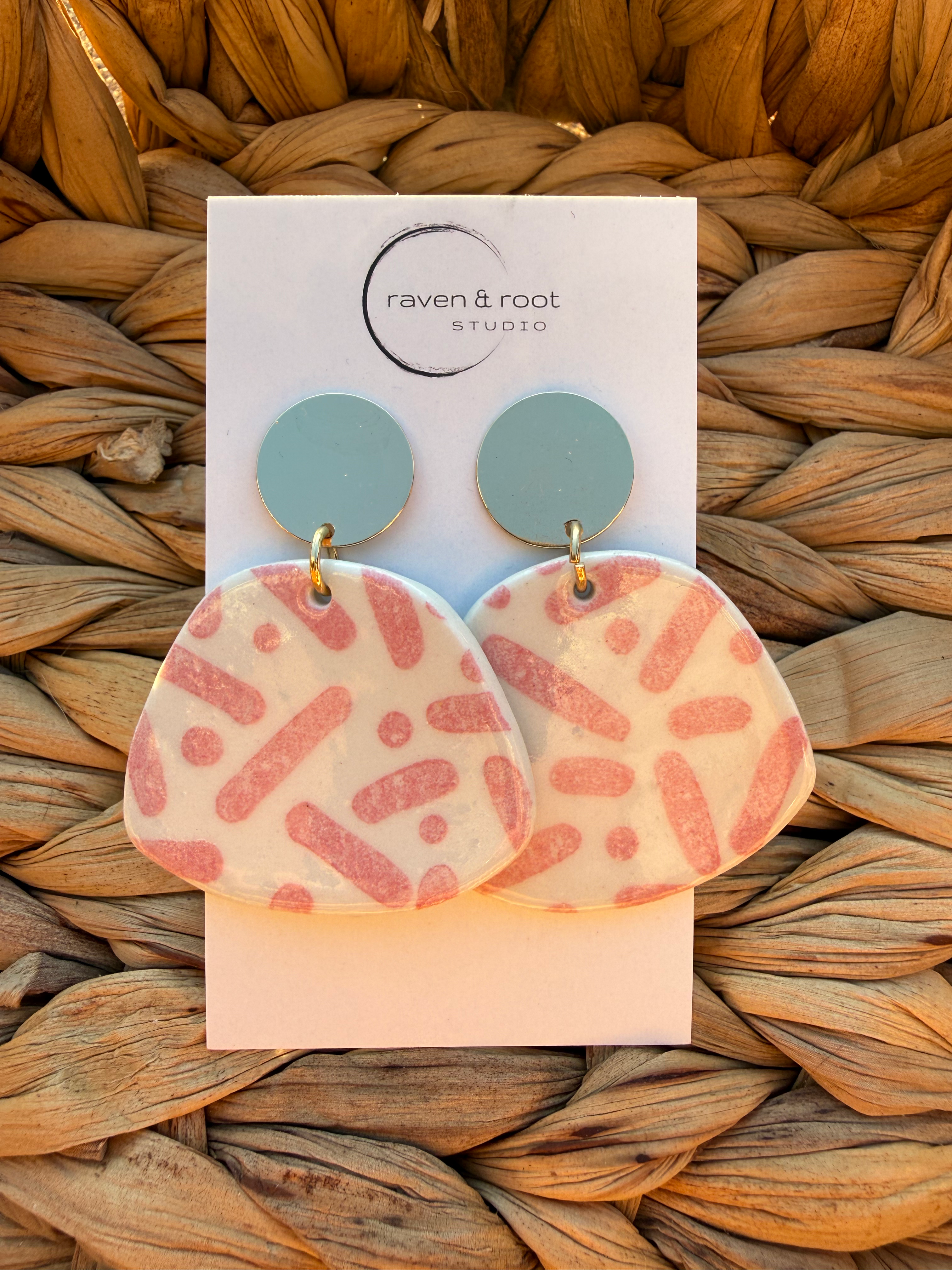 Pink Sprinkle Porcelain Earrings