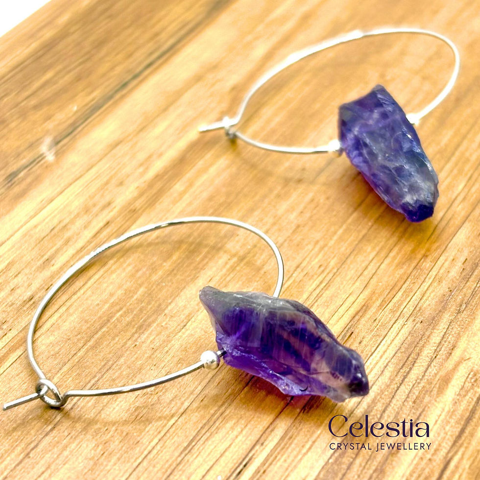 Amethyst Dragon Tooth Hoop Earrings | Natural Gemstone & Sterling Silver Jewellery