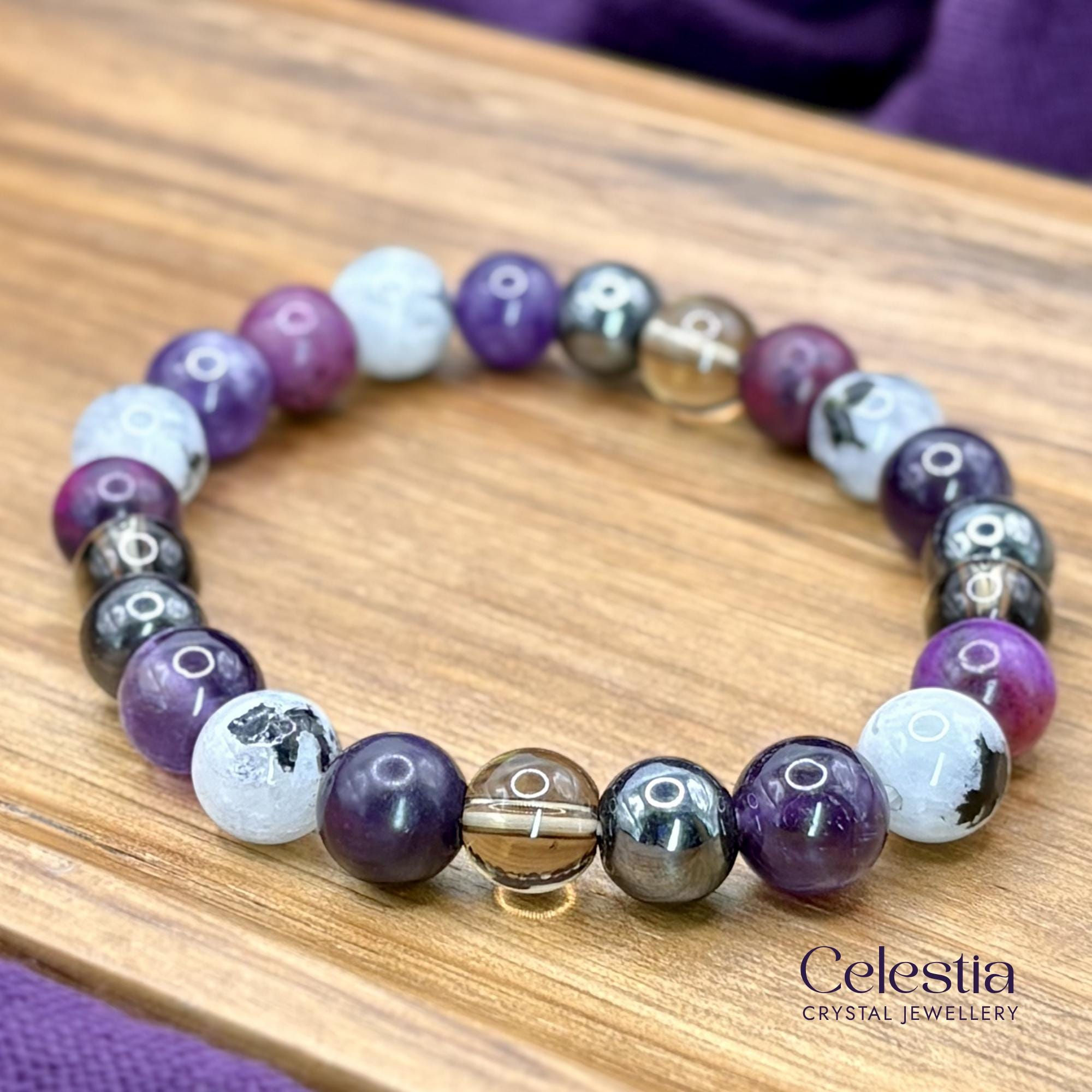 Migraine & Headache Support Beaded Bracelet | Natural Gemstone Crystal Stacking Jewellery