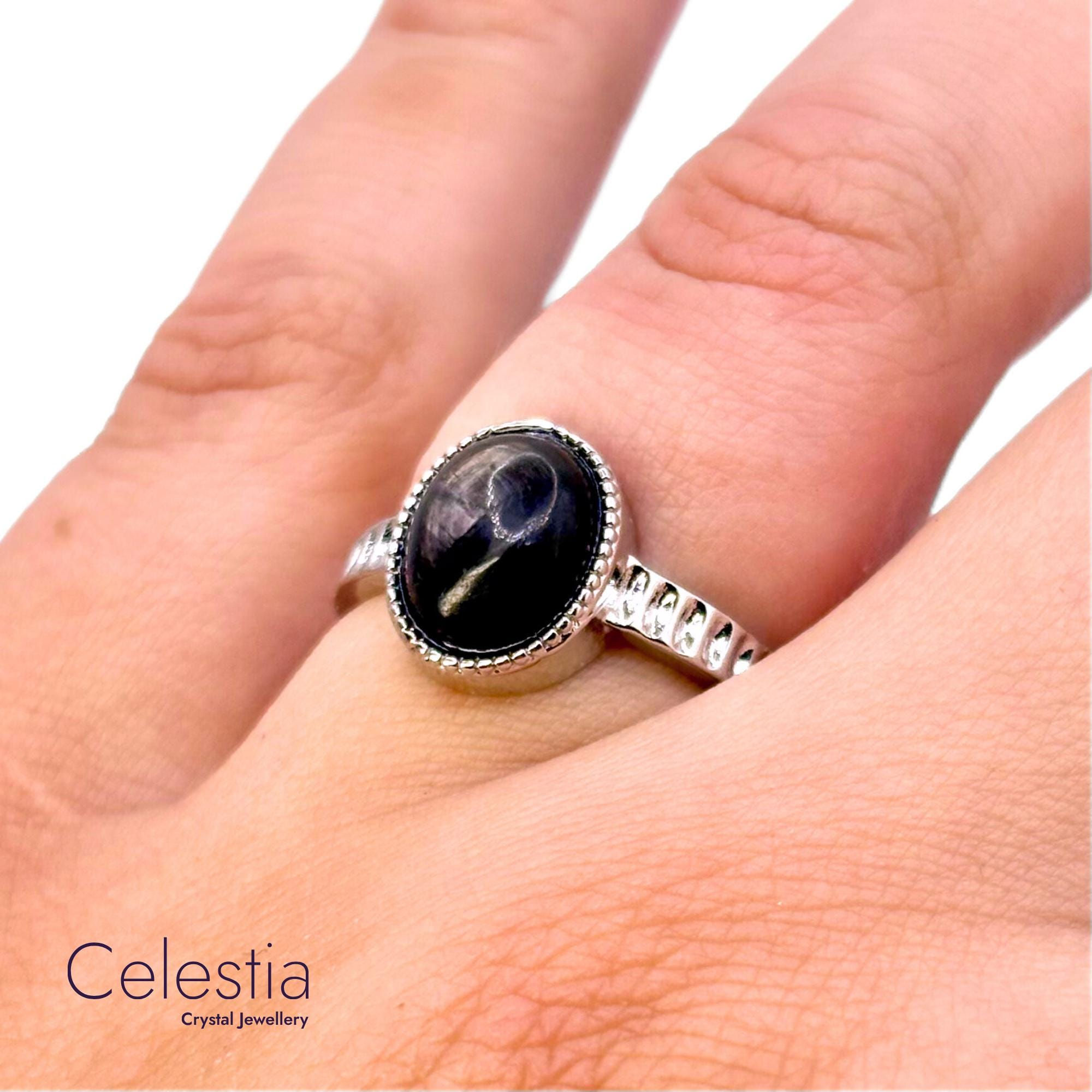 Hypersthene Ring | Adjustable Natural Gemstone Crystal Jewellery
