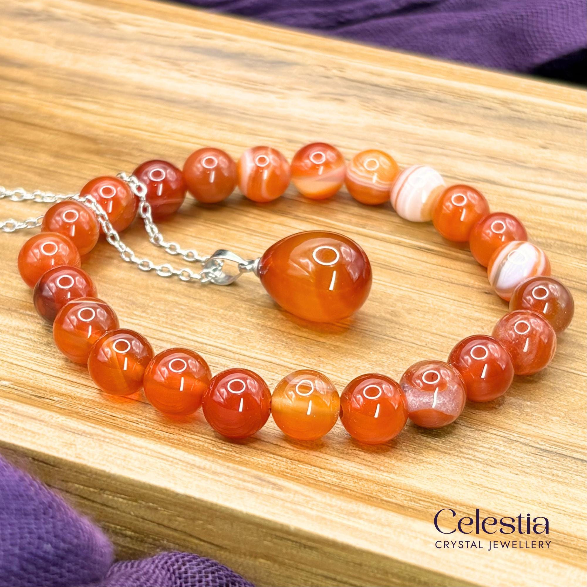 Passion Carnelian Gift Set | Natural Gemstone Bracelet & Necklace