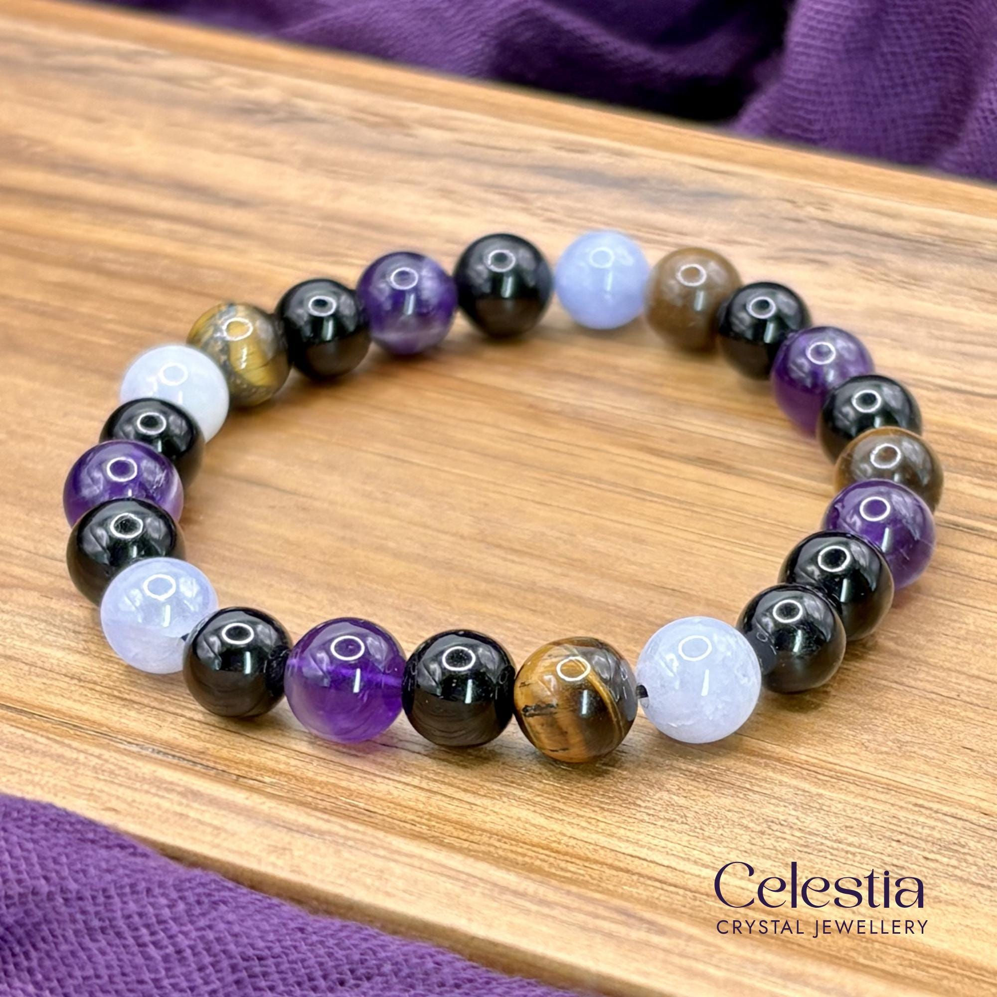 Complete Protection Crystal Beaded Bracelet | Natural Gemstone Stacking Jewellery