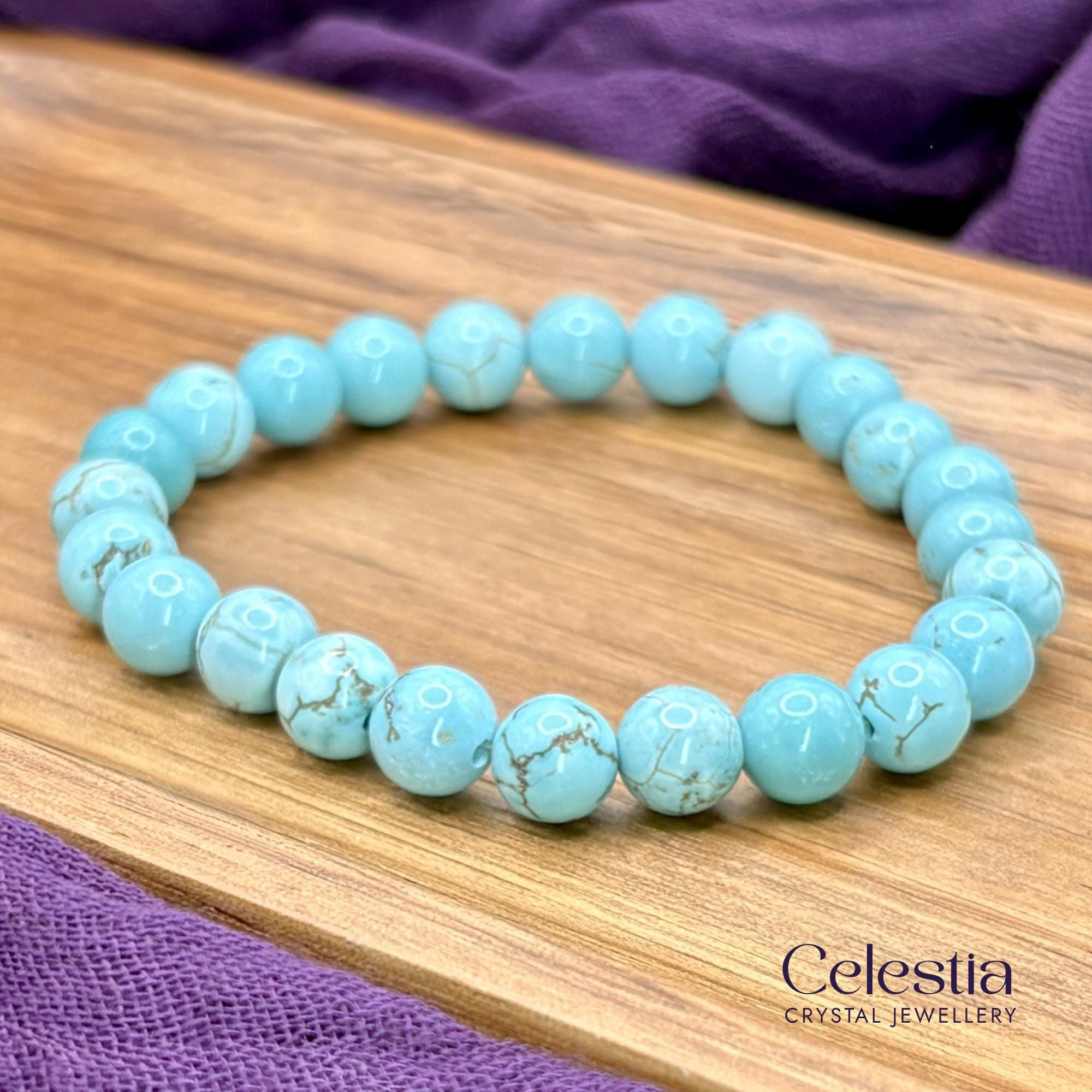 Turquoise Beaded Bracelet | Natural Gemstone Crystal Stacking Jewellery