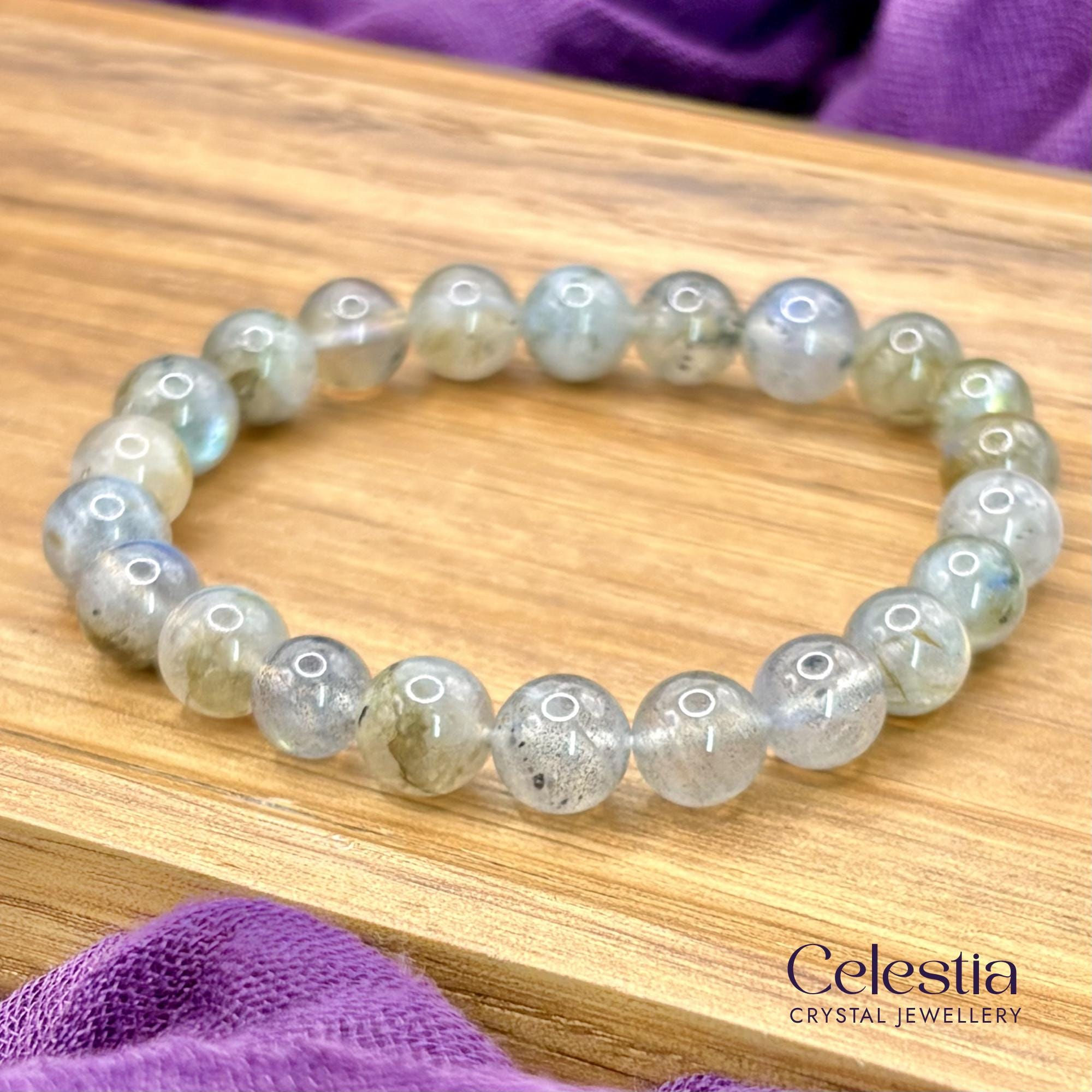 Labradorite Beaded Bracelet | Natural Gemstone Crystal Stacking Jewellery
