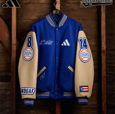 Custom varsity jacket by Huckmade for Kike Hernandez from Adidas