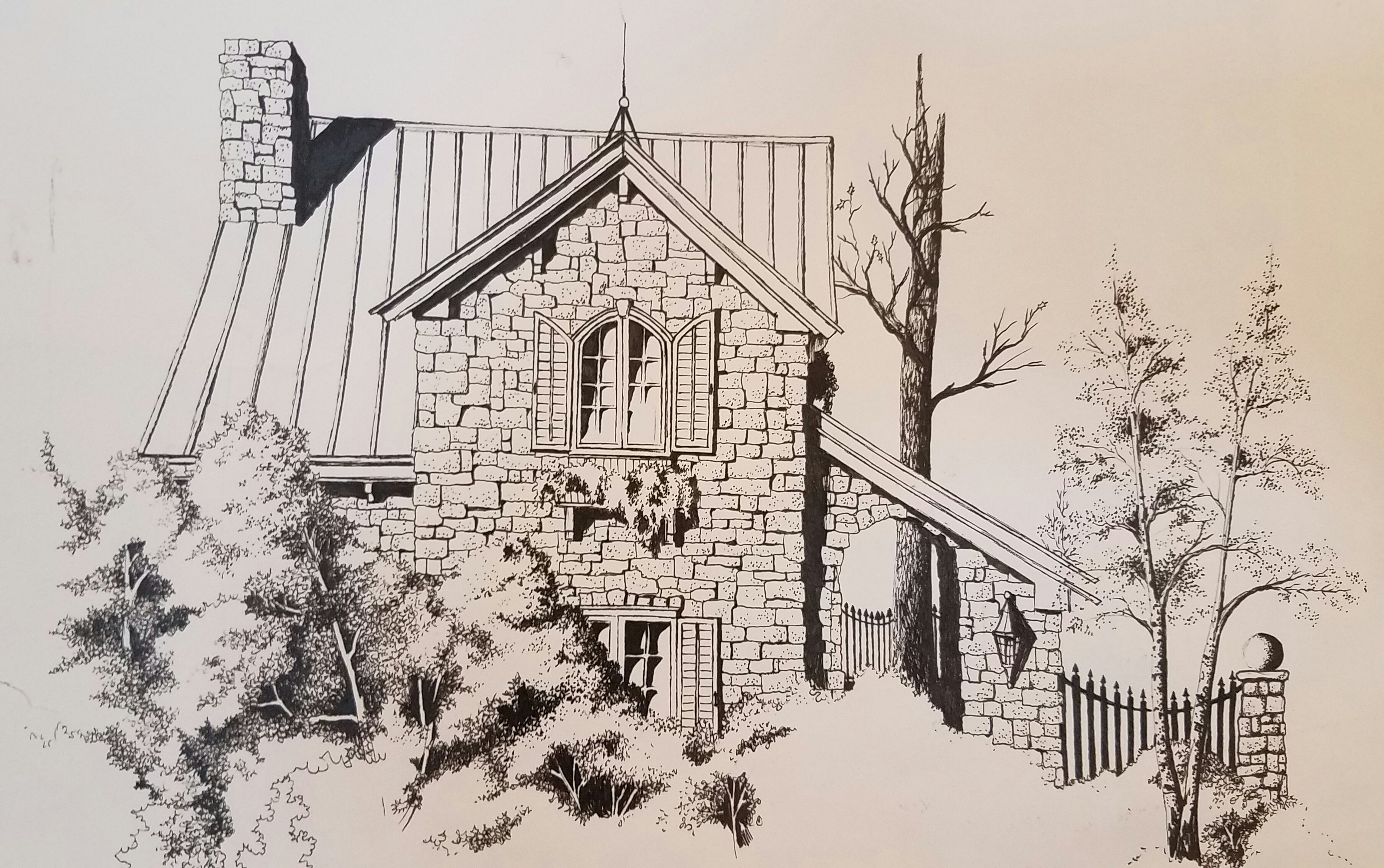 Original Matted Portraits - Home,Business or Pets With Follage(Black & White)