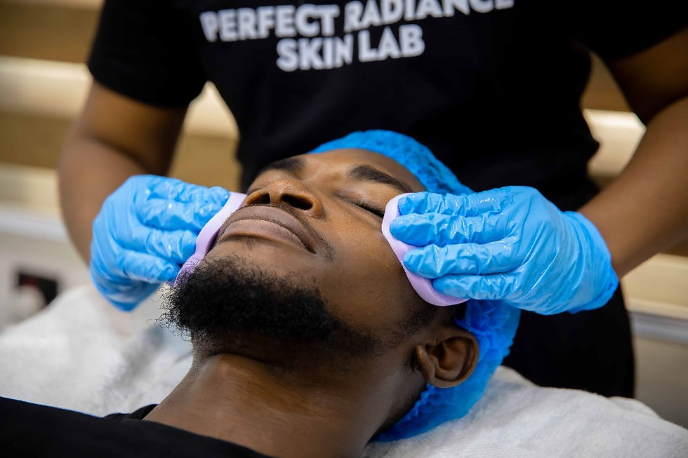 Skincare tools arranged for facial treatment