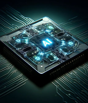 DALL·E 2024-05-08 10.03.18 - A futuristic microchip with visible AI elements, featuring in