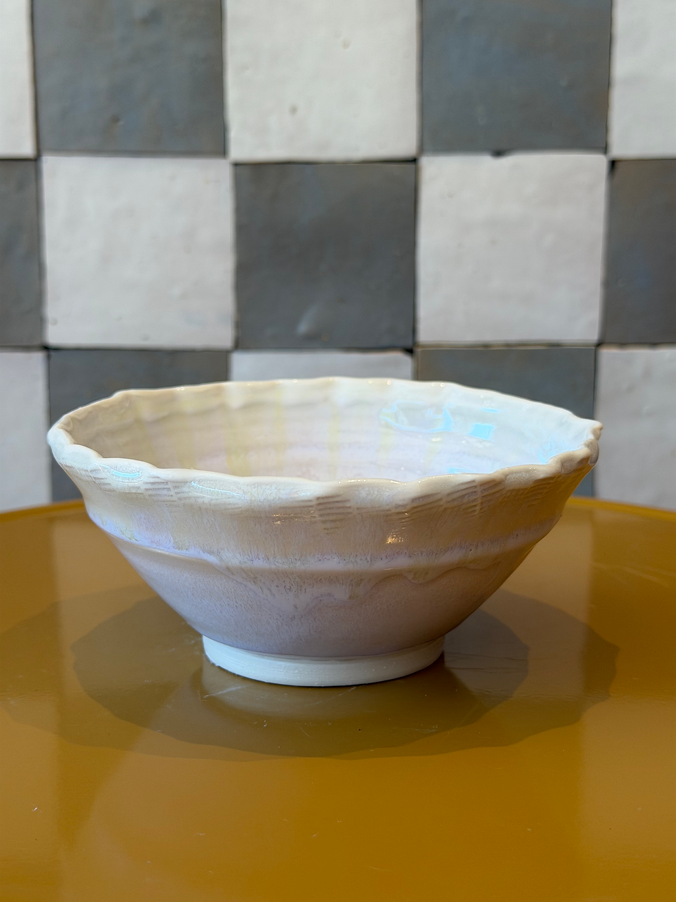 Thumbnail: Soft Lavender Porcelain Bowl with Ruffled Rim