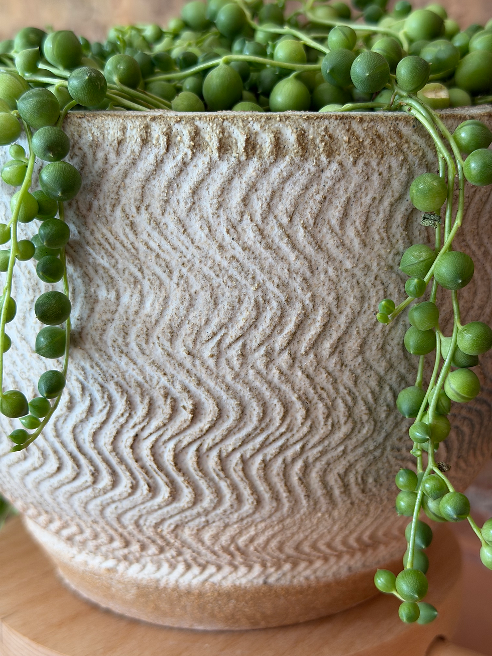 Thumbnail: Soft Grey Squiggle Stoneware Planter