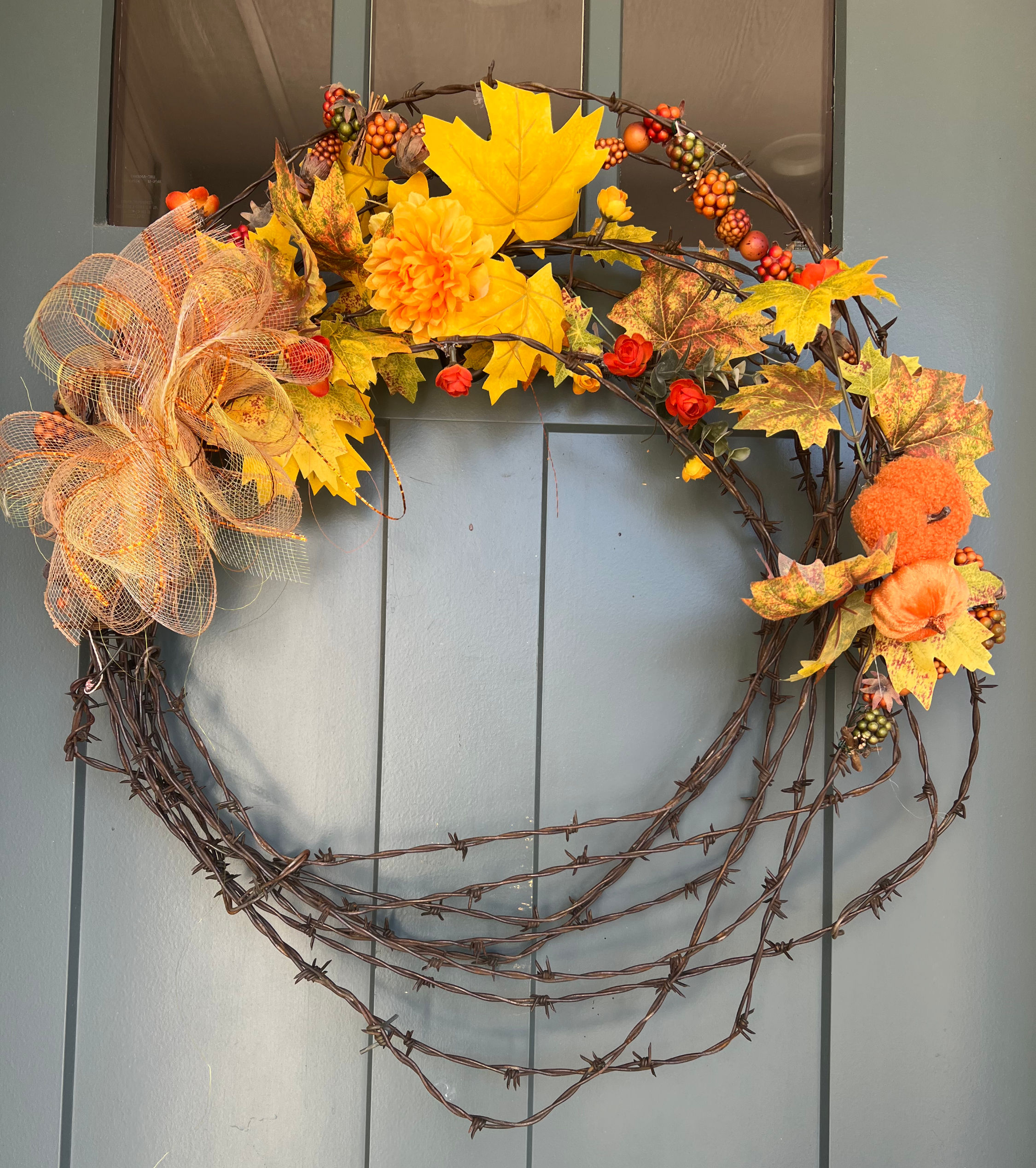 Sunny Yellow Barbed Wire Wreath