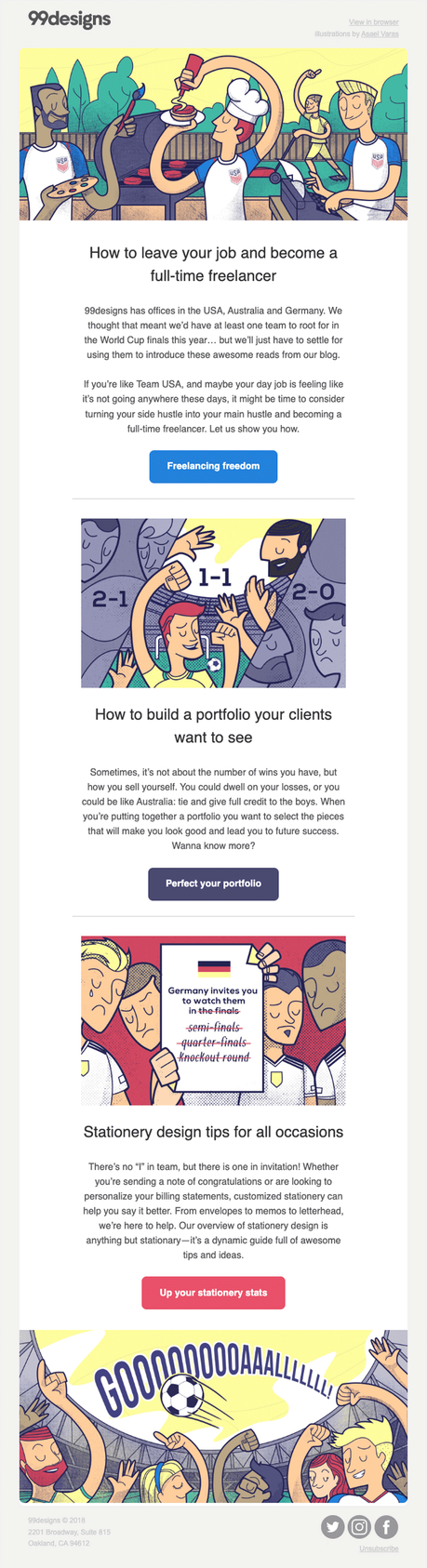 World cup themed email newsletter for 99designs