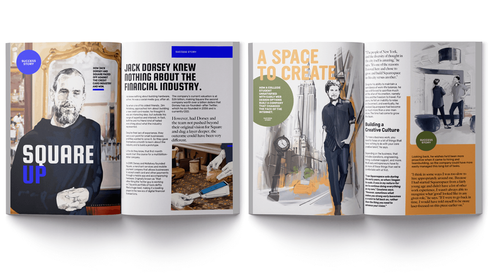 Page spread for foundr magazine in partnership with 99designs