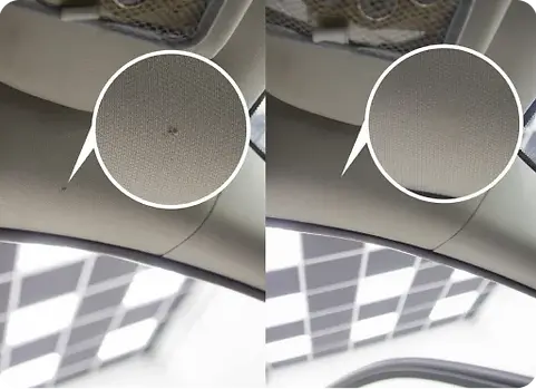 Reparatur von Brandlöchern im Fahrzeughimmel