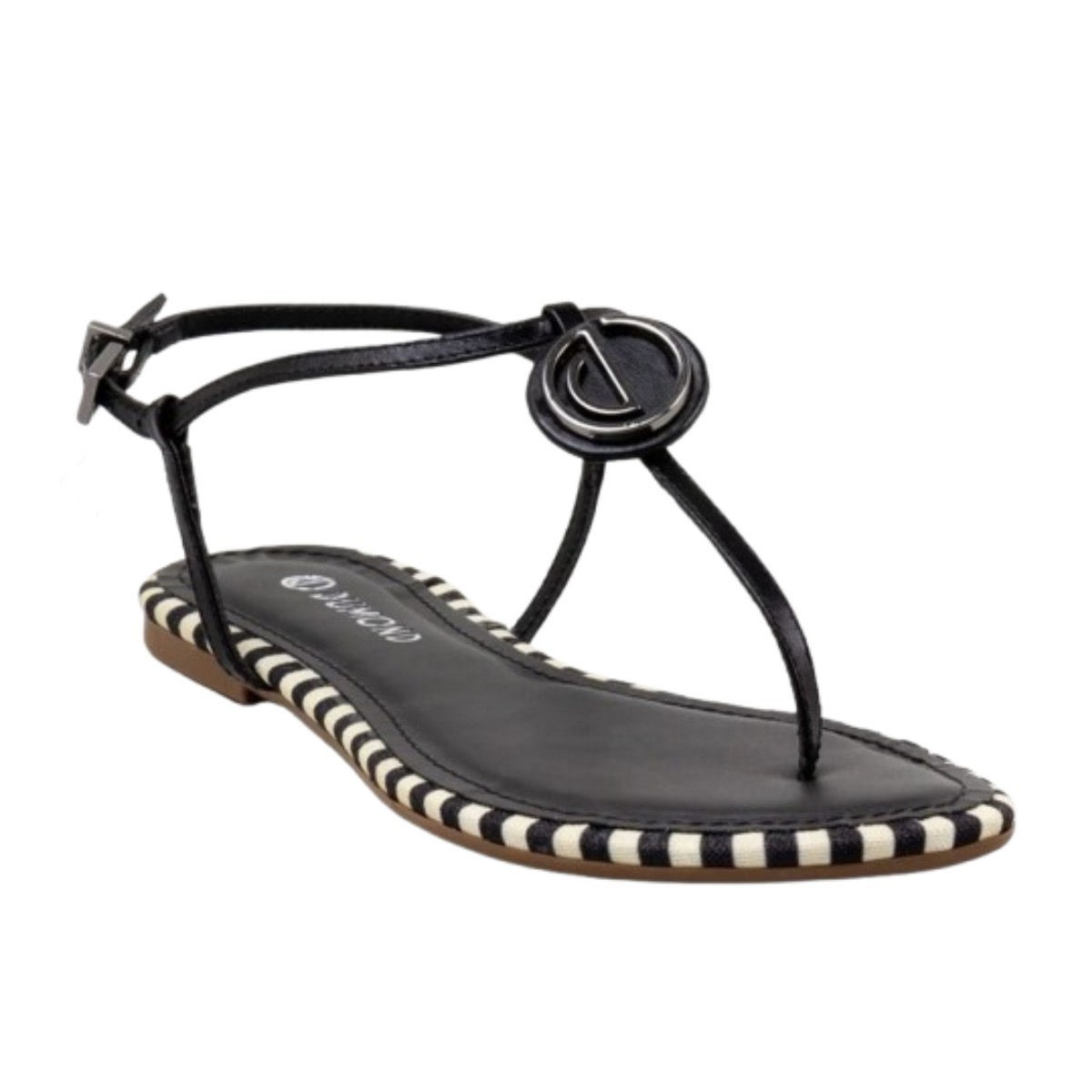 Sandalia Dumond Rasteira Preta com Logo