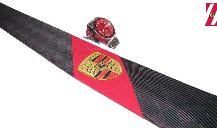Marc Jacobs Check & Red Silk Porsche Badge #23 Necktie II.jpg