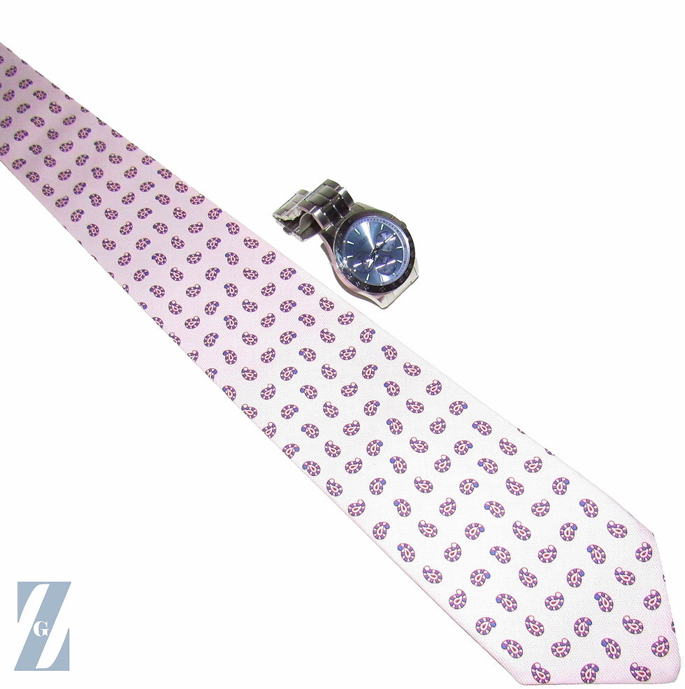 Miniatura: Light Pink Small Paisley Cotton Necktie