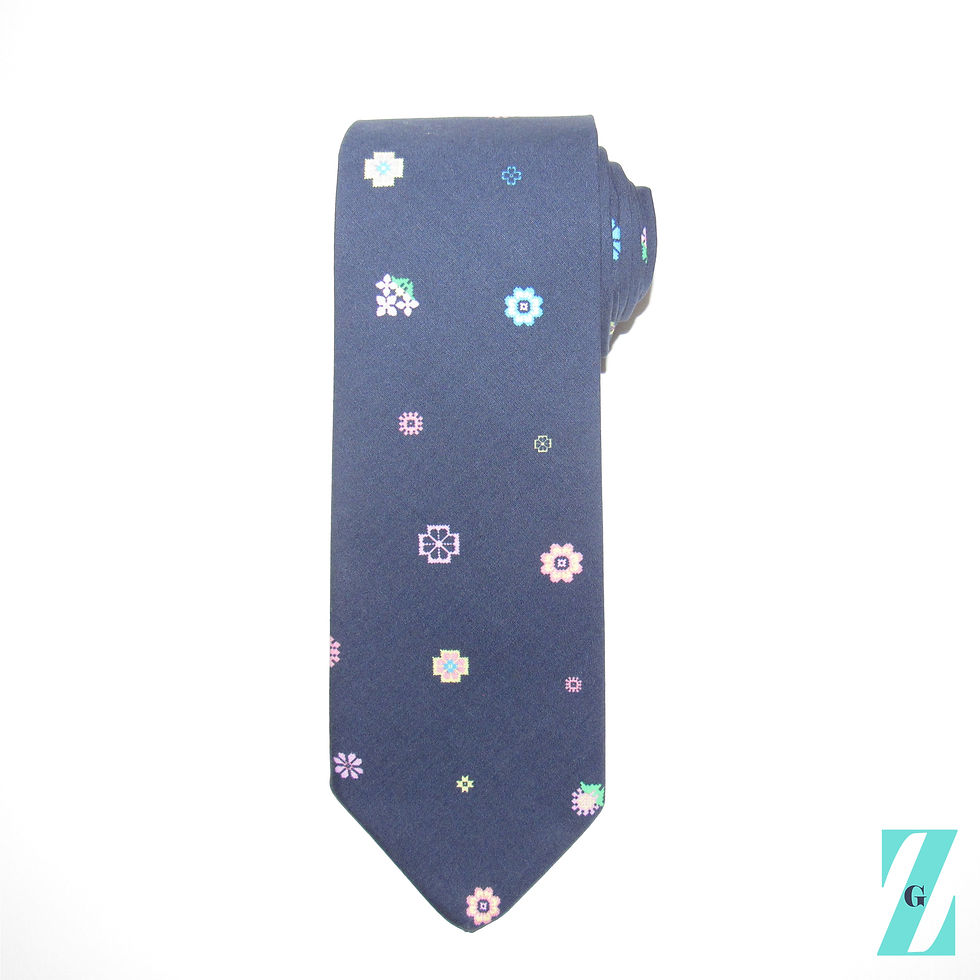 Miniatura: Deep Blue Digital Floral Handcrafted Necktie