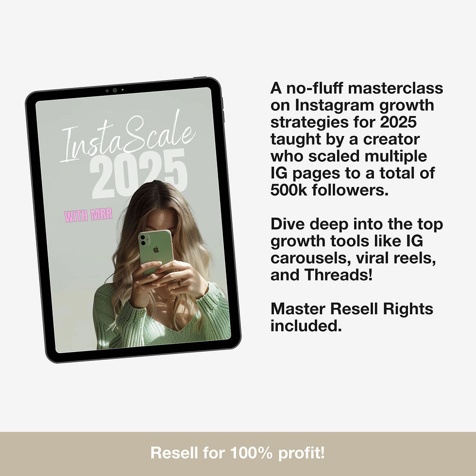 InstaScale 2025 marketing templates preview with Canva integration, featuring editable Instagram growth content & MRR rights