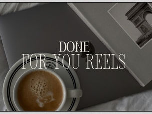 Done for You Reels with coffee and laptop.