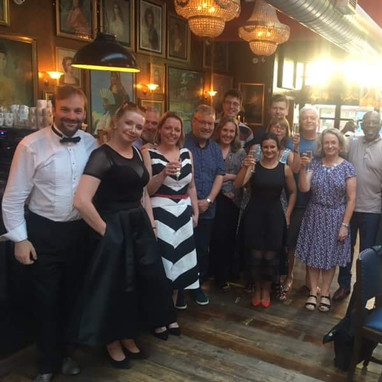 Celebrating together at Sorrento Lounge in Moseley