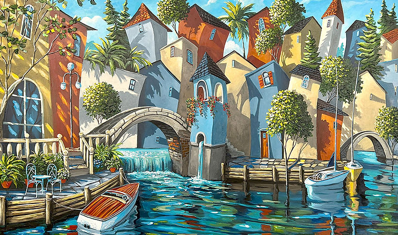 original painting b miguel freitas art, contemporary landscape painting textured on board