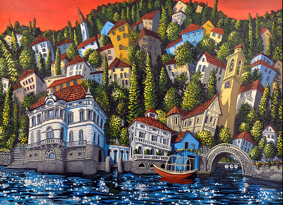 Lake Como Italy, contemporary artwork by Freitas