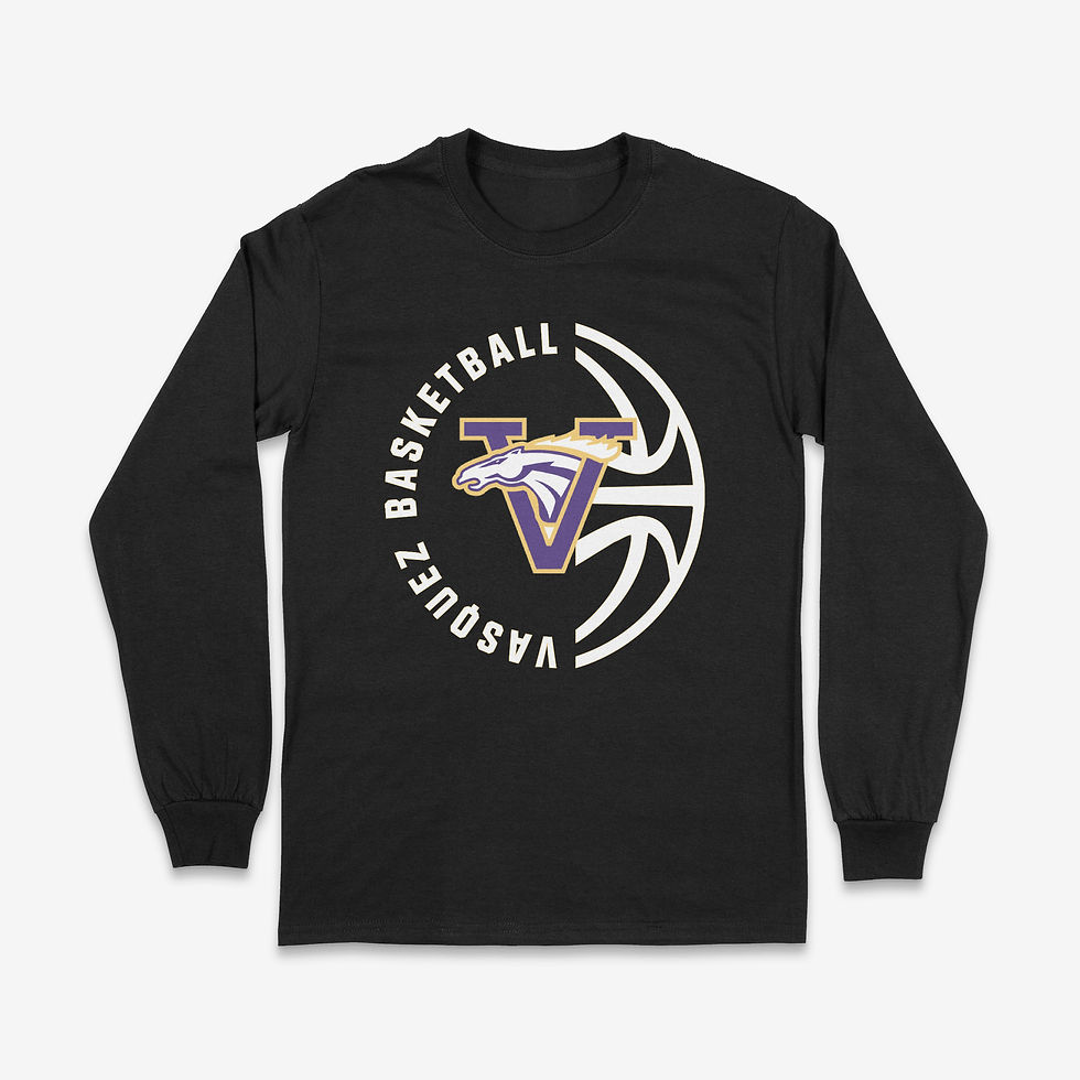 Vasquez Basketball Circle Logo Long Sleeve Tee (Black)