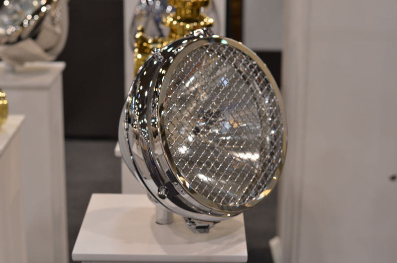 A vintage headlamp on show