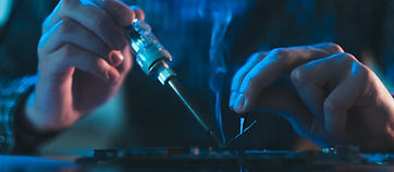 computer hardware engineering. technology science concept. developer soldering electronic