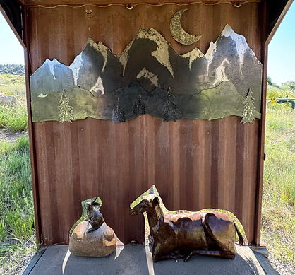 Pedestrian public art tunnel deer and rabbit