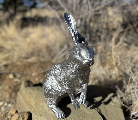 Welded Metal Rabbit Sculpture Front View