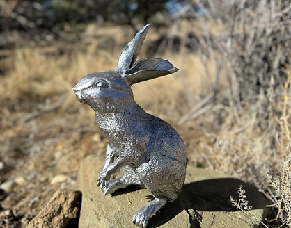 Welded Metal Rabbit Sculpture Side View 2