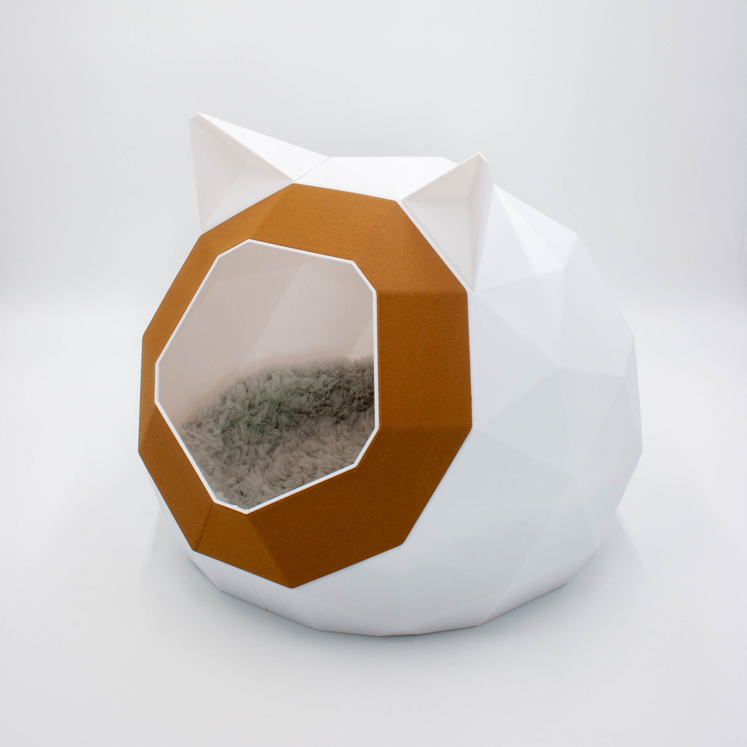 Maison de chat Low Poly Blanc /Muscade