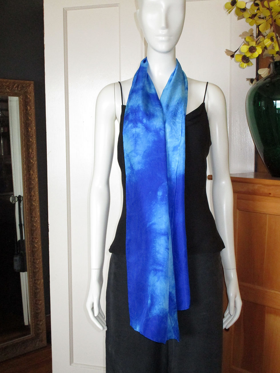 Thumbnail: SK Silk Crepe De Chine Deep Blue 70" Scarf