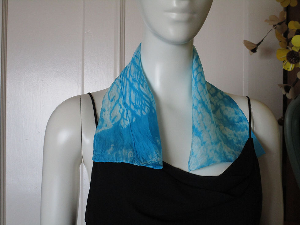 Thumbnail: SK Silk Crepe De Chine blue shibori scarf