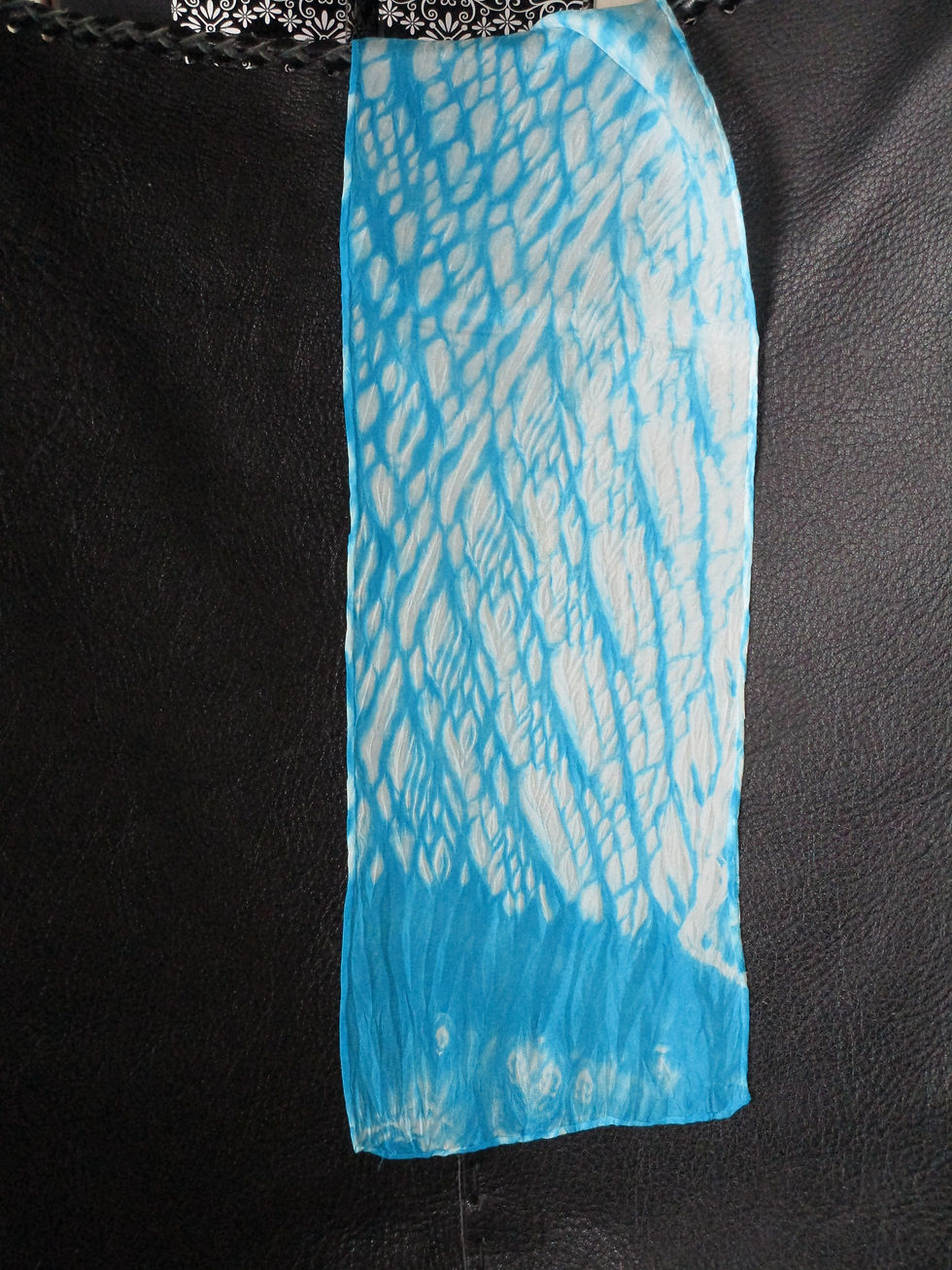 Thumbnail: SK Silk Crepe De Chine blue shibori scarf