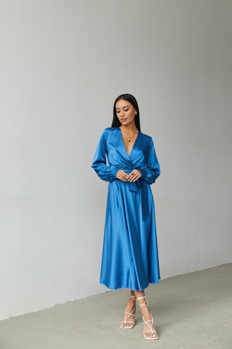 Isla Sapphire Wrap Dress