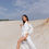 Miniaturbild: White Satin Long Sleeve Cold Shoulder Open Back Low Back Maxi Wrap Dress