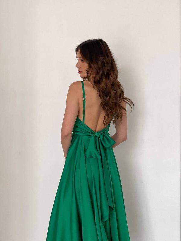 Jade Green Satin Bow Tie Midi Dress Bridesmaid dress Wedding Guest Dress Occasion Midi Dress Midi Formal Summer Dress