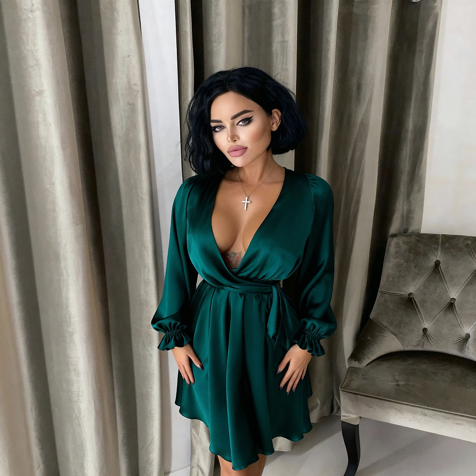 Emerlad Green Satin Backless Mini Wrap Dress Special Occasion Dress Mini Party Dress Birthday Dress