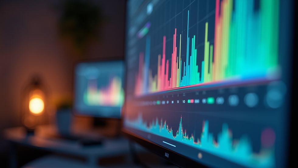 Close-up view of color grading on a computer screen