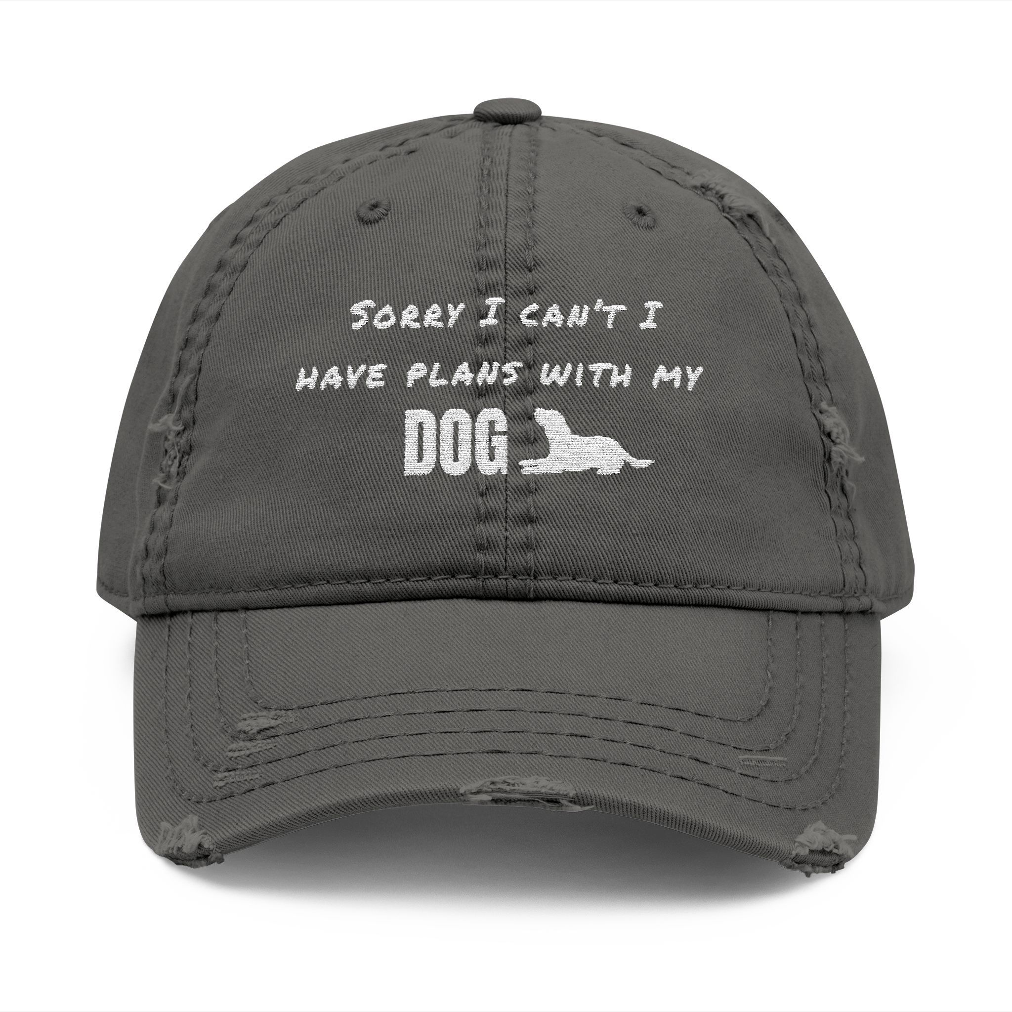 Distressed Embroidered 'Sorry I Can’t I Have Plans With My Dog' Hat