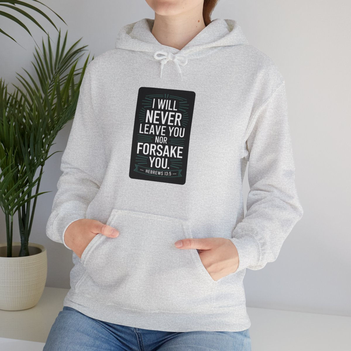 I will never leave you - faith quote - Unisex Heavy Blend™ Hooded Sweatshirt