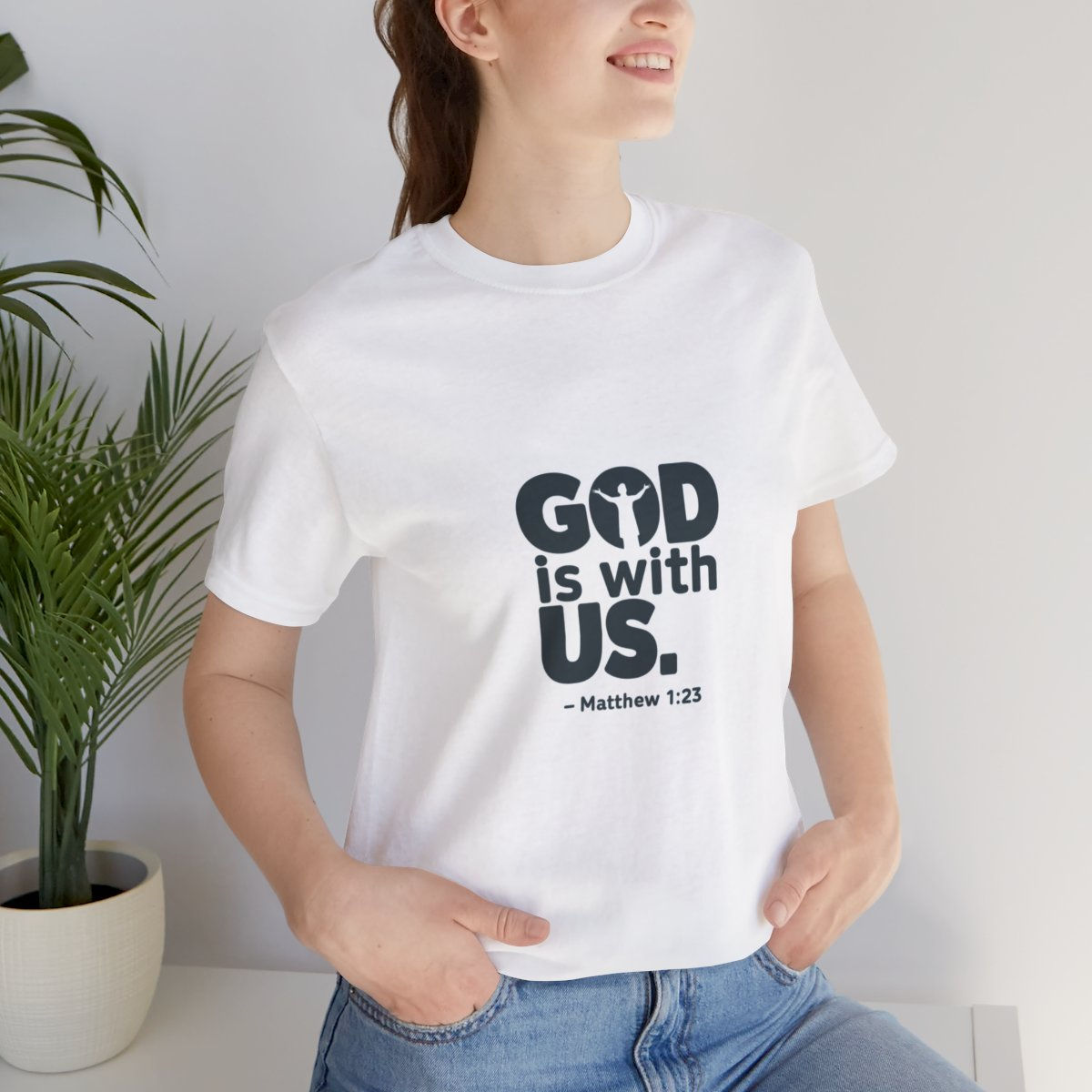 God is with US - Unisex Jersey Short Sleeve Tee